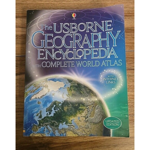 Usborne Geography Encyclopedia With Complete World Atlas Homeschool Educational - Picture 1 of 8